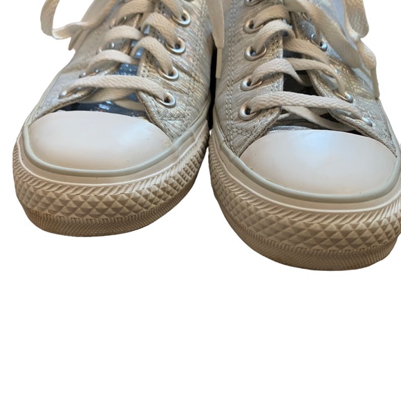 Converse | Size 7 All Star Sneakers metallic Silver Lace up minimalist low tops - Picture 7 of 16